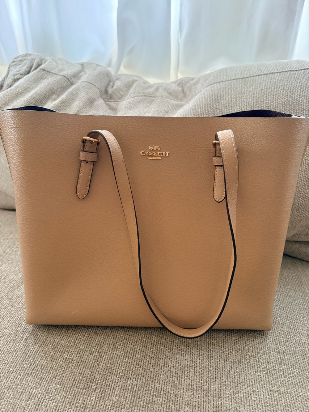 Coach Pebbled Leather Tote in Taupe